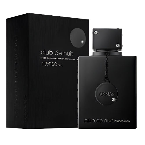 Armaf Club De Nuit black fragrance bottle with box and chain pendant charm