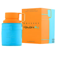 Armaf Odyssey Mandarin Sky blue fragrance bottle with orange box packaging