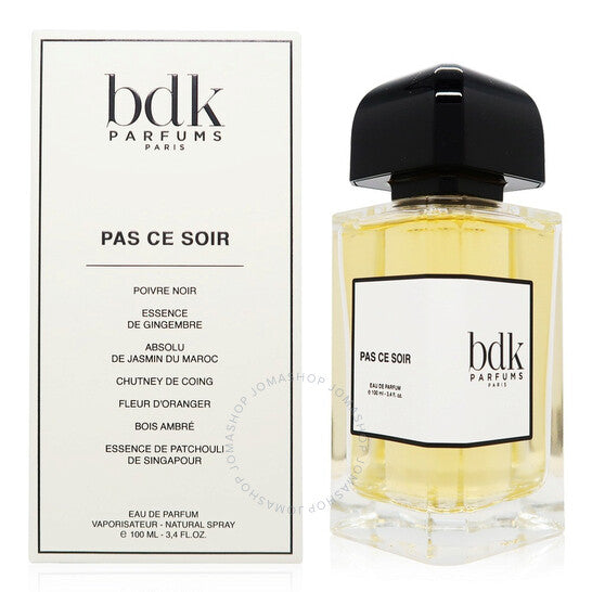 Bdk Pas Ce Soir Eau De Parfum bottle with black cap and product box