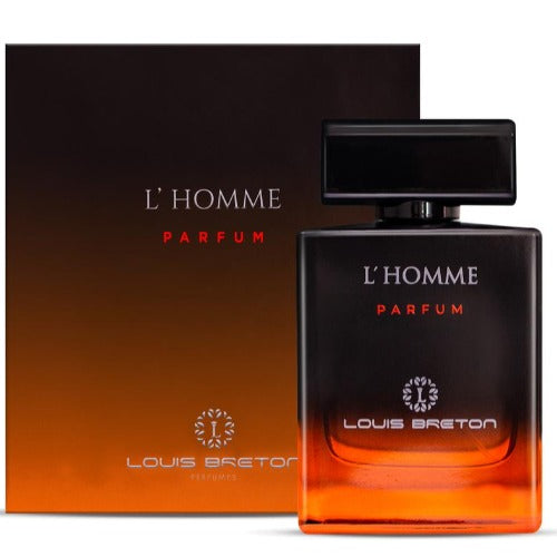 Louis Breton L'Homme Parfum 3.4 oz black to amber gradient bottle with packaging box front view