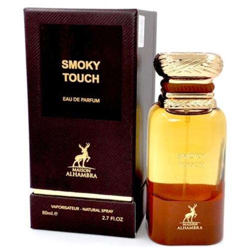 Maison Alhambra Smoky Touch Eau de Parfum 2.7 oz gradient amber bottle with packaging box front view