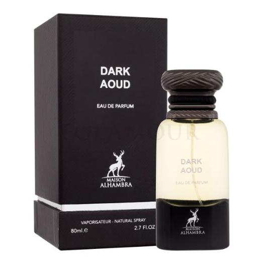 Maison Alhambra Dark Aoud Eau de Parfum 2.7 oz bottle with packaging box front view