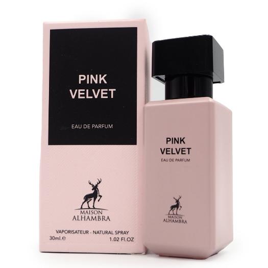 Maison Alhambra Pink Velvet Eau de Parfum 2.7 oz blush pink bottle with packaging box front view