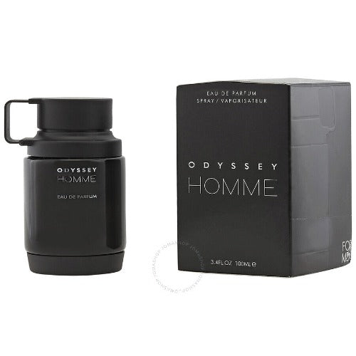 Armaf Odyssey Homme black spray bottle and gray box packaging
