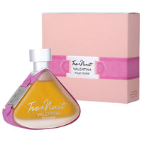 Armaf Tres Nuit Valentina perfume bottle with golden liquid and pink box packaging
