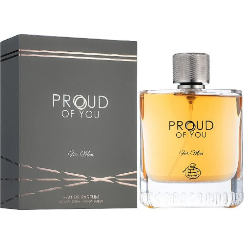Fragrance World Proud Of You Eau De Parfum 3.4 Oz bottle with packaging box front view