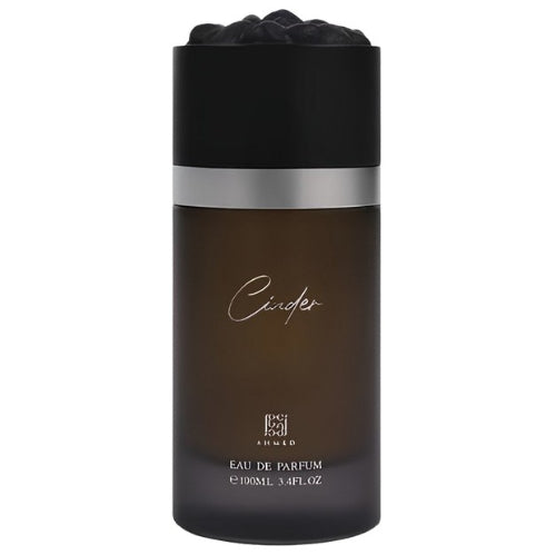 Ahmed Al Maghribi Cinder Eau De Parfum bottle with black roses and silver band