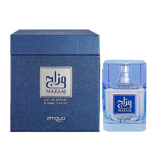 Afnan Zimaya Maazaj boxed set with blue parfum bottle and navy presentation box