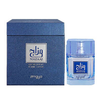 Afnan Zimaya Maazaj boxed set with blue parfum bottle and navy presentation box