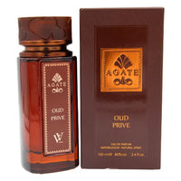 Agate Oud Privie bottle with matching brown packaging box