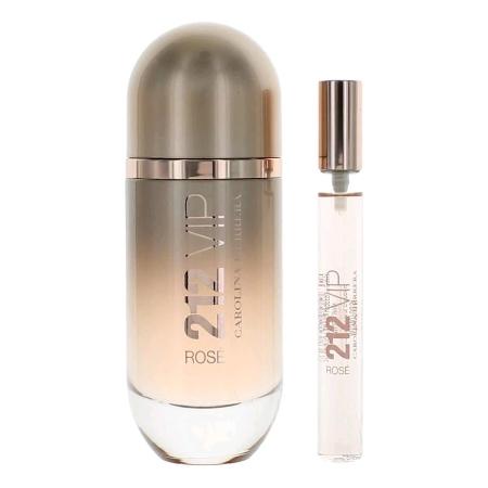 212 VIP Rose two-piece fragrance set with large spray bottle and smaller travel atomizer.