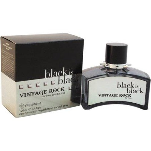 Black Is Black Vintage Rock eau de toilette bottle with box packaging for men