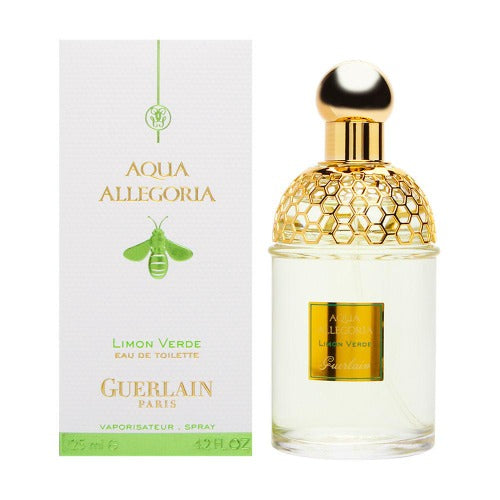 Guerlain Aqua Allegoria Limon Verde bottle with gold cap and box packaging