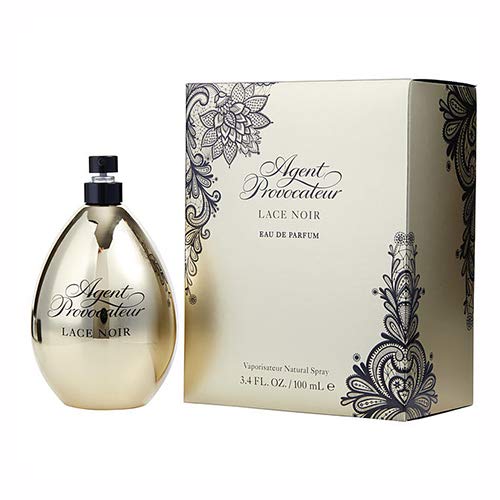Agent Provocateur Lace Noir fragrance bottle with gold packaging and decorative box