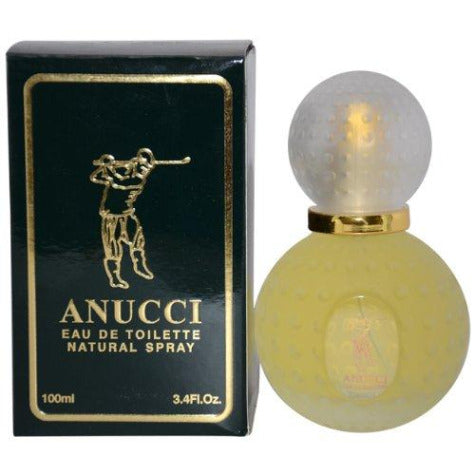 Anucci eau de toilette 100ml bottle with black box and gold accents