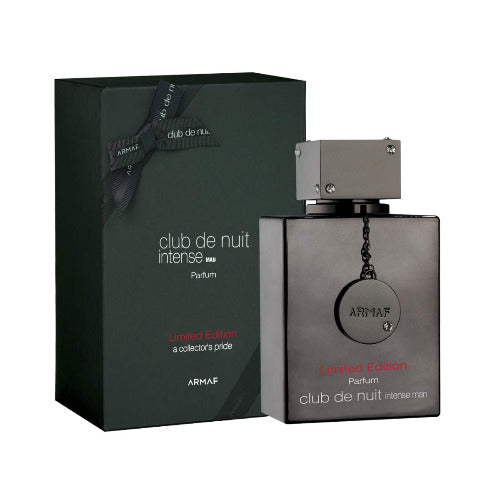 Armaf Club De Nuit Intense Limited Edition Parfum 3.6 Oz black bottle with packaging box front view
