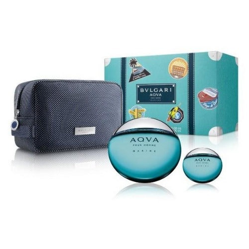 Bvlgari Aqva Marine 3 Piece Gift Set For Men With 3.4 Oz EDT Spray