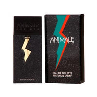 Animale Eau De Toilette bottle and box with black packaging and gold lightning bolt design
