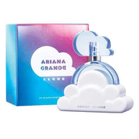 Cloud Ariana Grande Eau de Parfum 3.4 oz bottle with cloud stand and packaging box front view