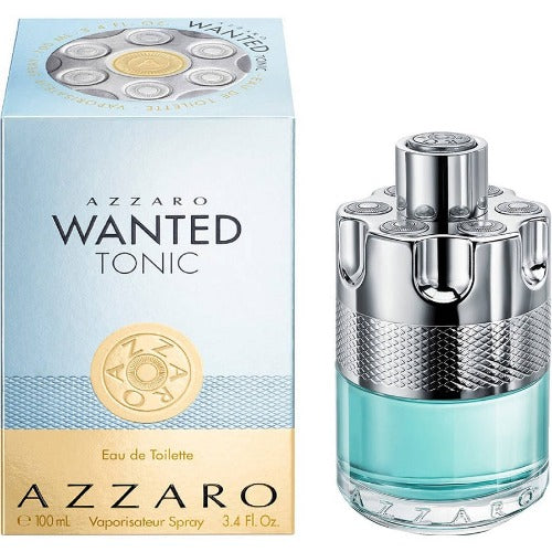 Azzaro Wanted Tonic cologne box and turquoise spray bottle with silver cap