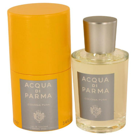 Acqua Di Parma Colonia Pura cologne bottle with yellow cylindrical box packaging