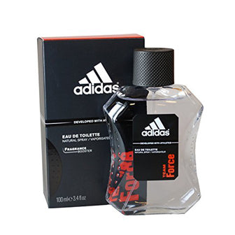 Adidas Team Force fragrance bottle with box and packaging displayed against white background