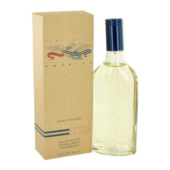 America Eau De Toilette bottle with tan cardboard box packaging