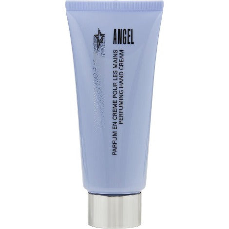 Angel hand cream tube in light blue with silver cap
