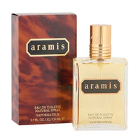 Aramis cologne bottle with tortoiseshell box and gold cap, 3.7 fl oz size