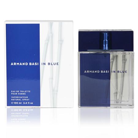 Armand Basi In Blue eau de toilette box and bottle with blue and clear glass design