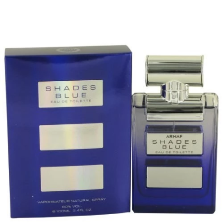 Armaf Shades Blue eau de toilette bottle and box set, blue and silver packaging