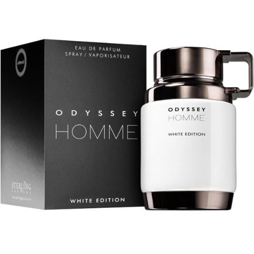 Armaf Odyssey Homme White Edition fragrance bottle with black box packaging