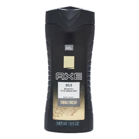 Axe Gold body wash bottle, black and gold packaging, 13.5 oz size