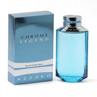 Azzaro Chrome Legend eau de toilette bottle in light blue with matching box packaging