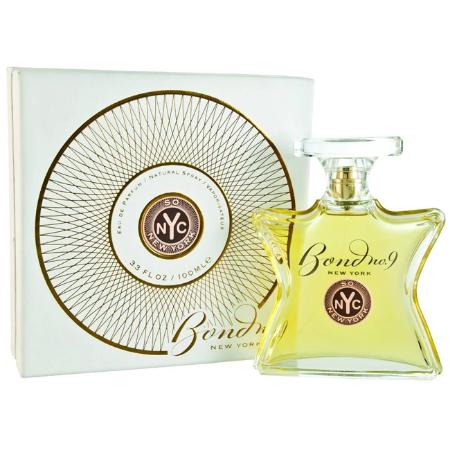 Bond No. 9 So New York Eau De Parfum bottle with gold circular branded box packaging