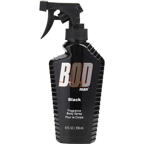 Bod Man Black fragrance body spray bottle with black trigger sprayer, 8 fl oz.