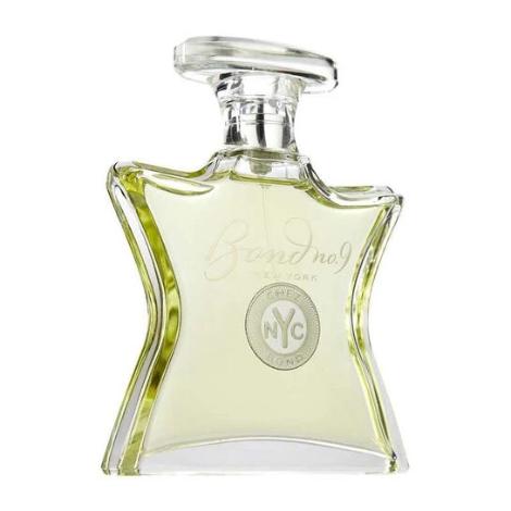 Bond No. 9 Chez Bond Eau De Parfum bottle in pale yellow glass with clear stopper and silver medallion seal.