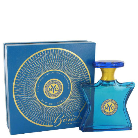 Bond No. 9 Coney Island perfume bottle with blue box packaging displaying gold circular design