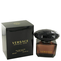 Versace Crystal Noir Eau de Parfum 3.0 oz bottle with black crystal cap and packaging box front view