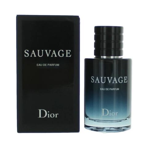 Christian Dior Sauvage Eau De Parfum 3.4 Oz Gradient Blue Color Bottle With Packaging Box Front View