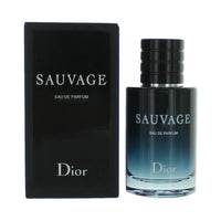 Christian Dior Sauvage Eau De Parfum 3.4 Oz Gradient Blue Color Bottle With Packaging Box Front View
