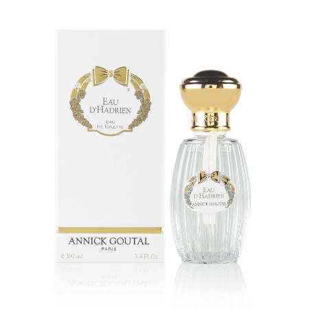 Annick Goutal Eau D'Hadrien fragrance bottle and packaging with gold bow detail