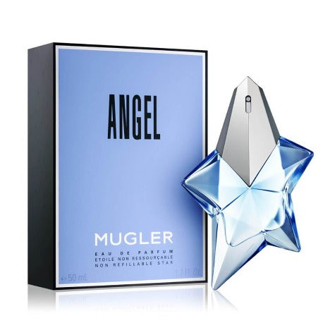 Angel Eau De Parfum star-shaped bottle with light blue box packaging
