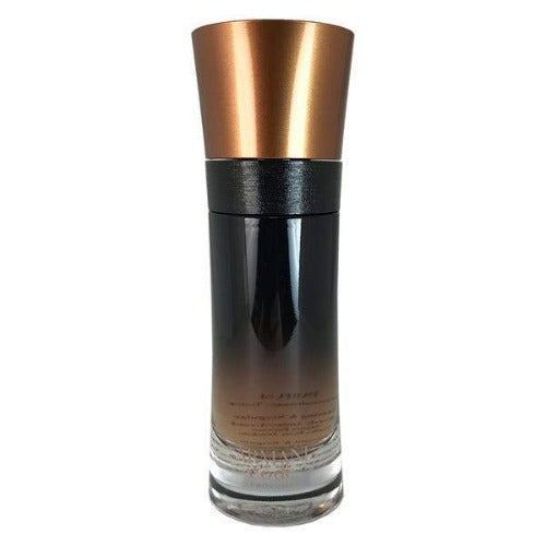 Armani Code Profumo bottle with bronze cap and black gradient glass base