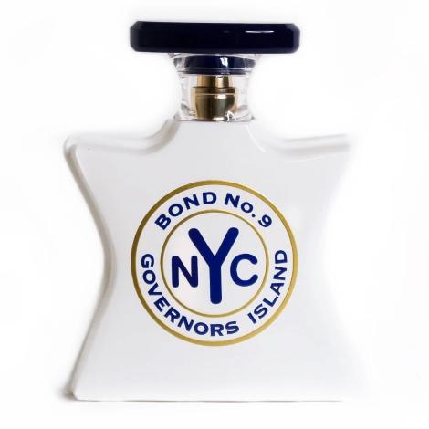 Bond No 9 Governors Island white bottle with dark cap and gold circular seal label
