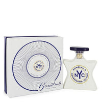Bond No 9 Governors Island perfume bottle with white box featuring blue circular design pattern.