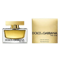 D & G The One Eau de Parfum 2.5 oz transparent bottle with golden juice and packaging box front view