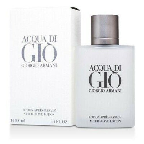 Acqua Di Gio aftershave lotion bottle with box, 100ml clear glass bottle with gray cap