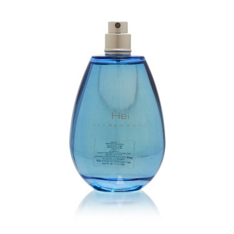 Alfred Sung Hei blue teardrop-shaped fragrance bottle with silver spray nozzle