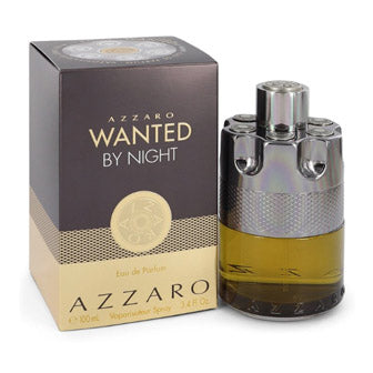 Azzaro Wanted By Night fragrance bottle with brown and gold packaging box